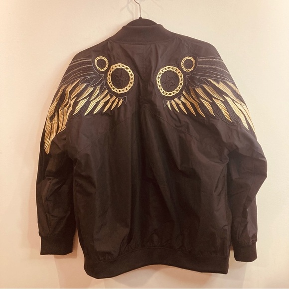 BOY LONDON KOREA Sz XL Rare Black and Gold Eagle Feathers Embroidered Jacket - Picture 10 of 16